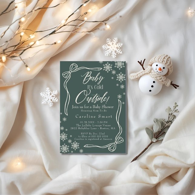 Coquette Baby mit kalter Außendusche Einladung (Coquette Baby its Cold outside green baby shower Invitation)