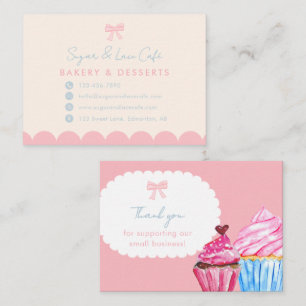 Coquette Bäckerei Rosa Schleife Süße Pastellblaue Visitenkarte