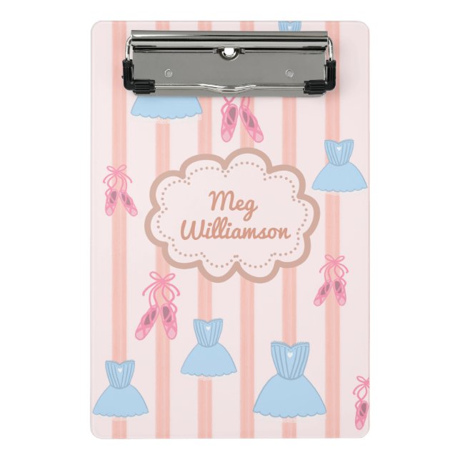 Coquette Ballet Personalisiert Name Mini Klemmbrett (Vorderseite)