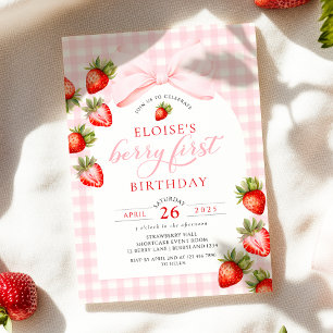 Coquette Berry First Birthday Strawberry Einladung