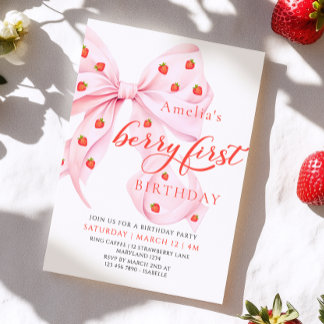 Coquette Berry First Birthday Strawberry Einladung