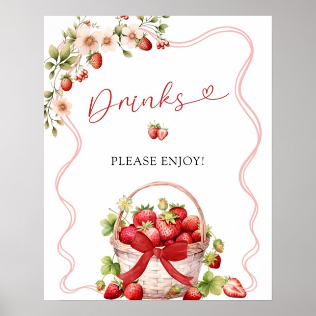 Coquette Berry in Liebe Drinks Party Zeichen Poster (Vorne)