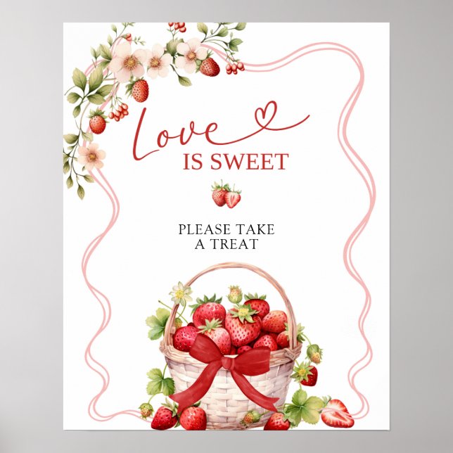 Coquette Berry In Liebe Liebe ist Sweet Party Sign Poster (Vorne)