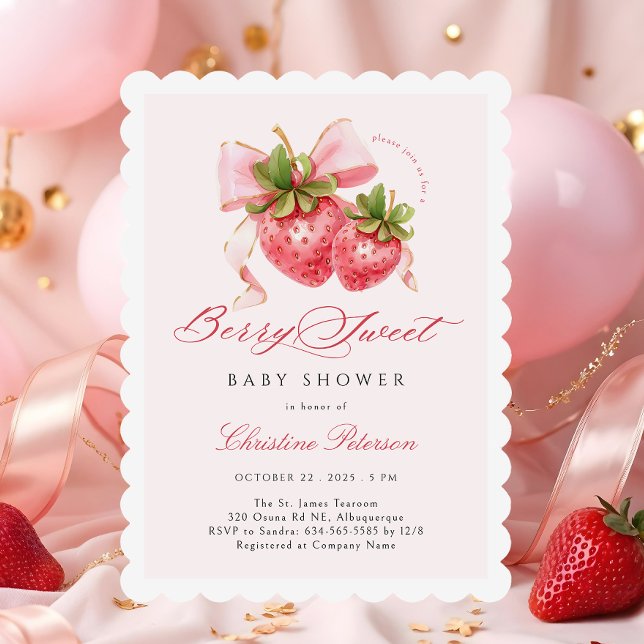 Coquette Berry Sweet Baby Dusche Einladung (Von Creator hochgeladen)
