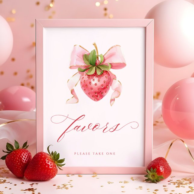 Coquette Berry Sweet Baby Shower Favorit Table Sig Poster (Von Creator hochgeladen)