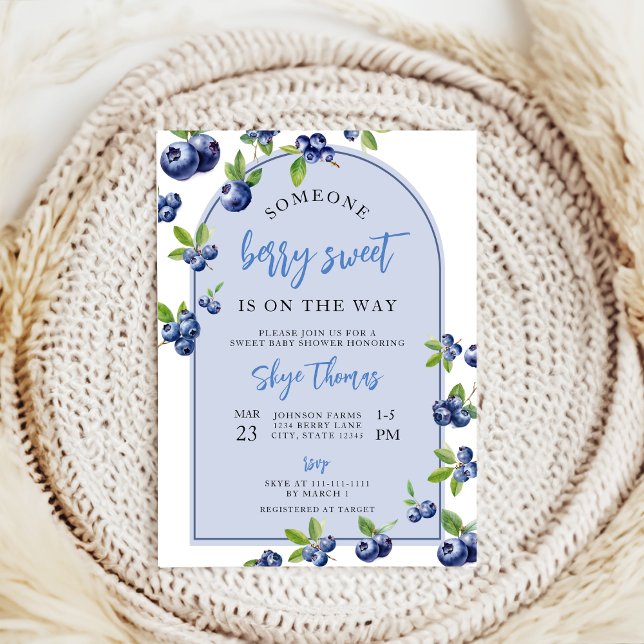 Coquette Berry Sweet Heidelbeere Babydusche Einladung (Von Creator hochgeladen)