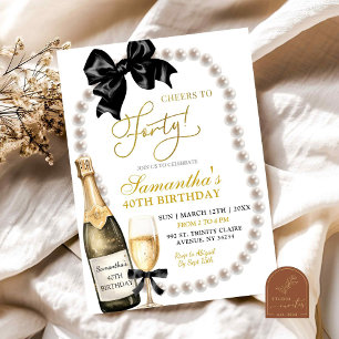 Coquette Black Bow Erwachsene Geburtstagseinladung Einladung