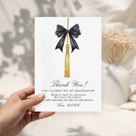 Coquette Black Bow on Tassel Graduation Dankeskarte
