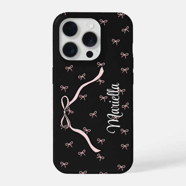 Coquette Black Bow Personalized Phone iPhone Hülle (Rückseite)