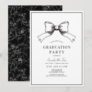 Coquette Black Bow Ribbon Graduierungspartei Einladung