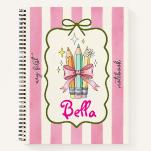 Coquette Bleistifte Design Rosa Streifen Notizbuch