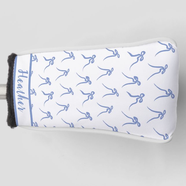 Coquette Blue and White Bows Golf Head Cover Golf Headcover (Vorderseite)