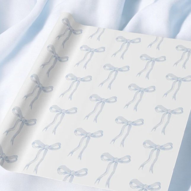 Coquette Blue Bow Ribbon binden Knoten Geschenkpapier (Von Creator hochgeladen)