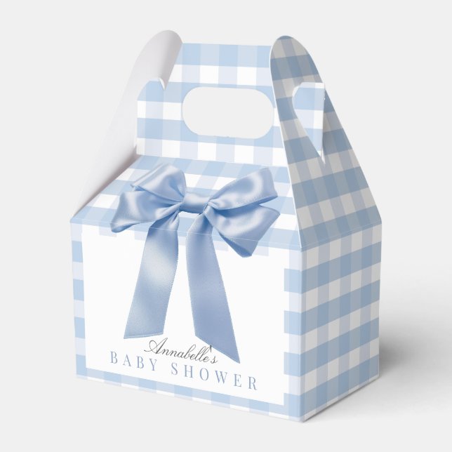Coquette Blue Bow Ribbon Boy Baby Dusche Geschenkschachtel (Vorderseite)