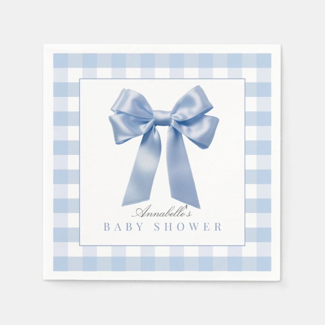 Coquette Blue Bow Ribbon Boy Baby Dusche Serviette (Vorderseite)