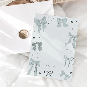 Coquette Blue Bow Ribbon Mitteilungskarte