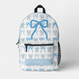 Coquette Blue Bow/Ribbon-Muster Bedruckter Rucksack
