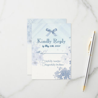 Coquette Blue Bow RSVP Card - Watercolor Floral Karte