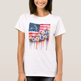 Coquette Blume USA Patriotic American Flag T-Shirt