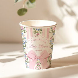 Coquette Blush Pink Bow Rose Babydusche Pappbecher