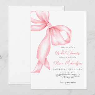 Coquette Blush Pink Ribbon Bow Brautparty Einladung