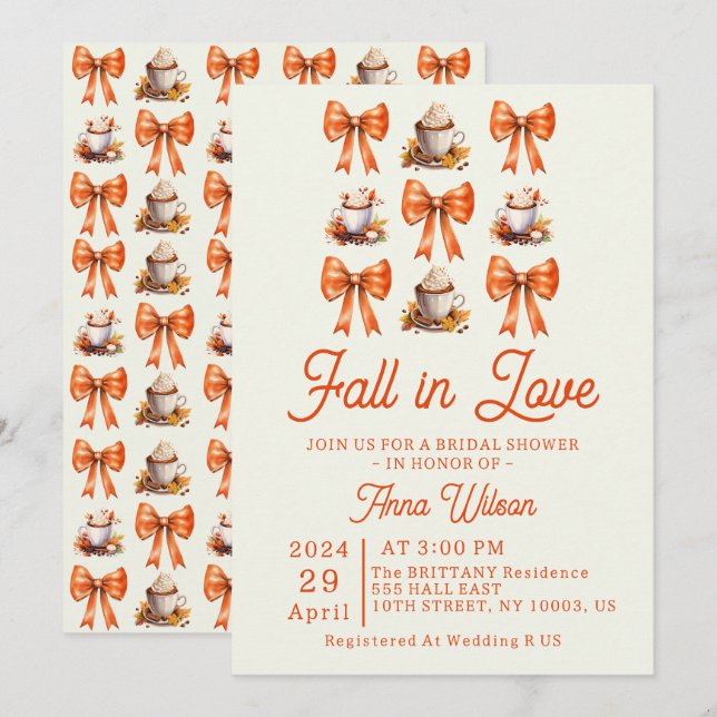 Coquette Bogen fallen in Liebe Coffee Orange Edita Einladung (Vorne/Hinten)