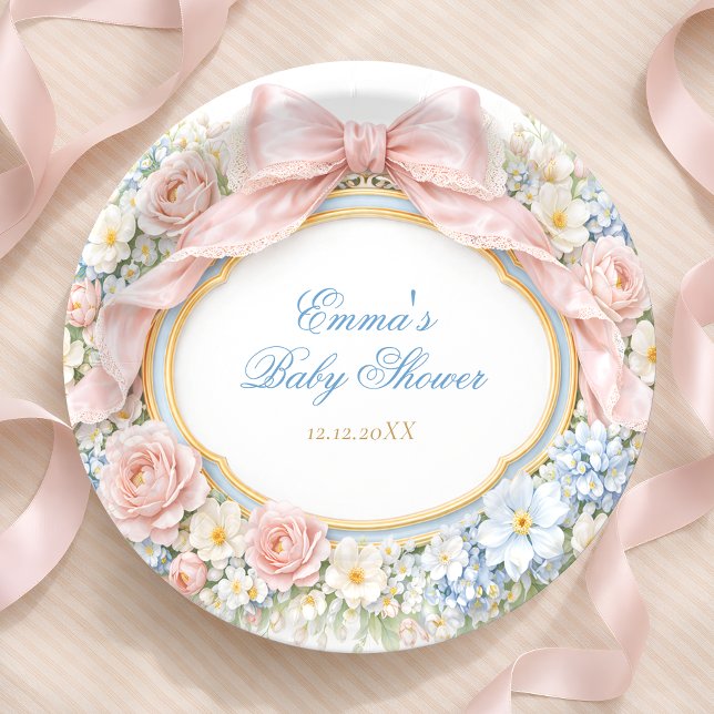 Coquette-Bogen-Garten-Mädchen-Baby-Party Pappteller (Von Creator hochgeladen)