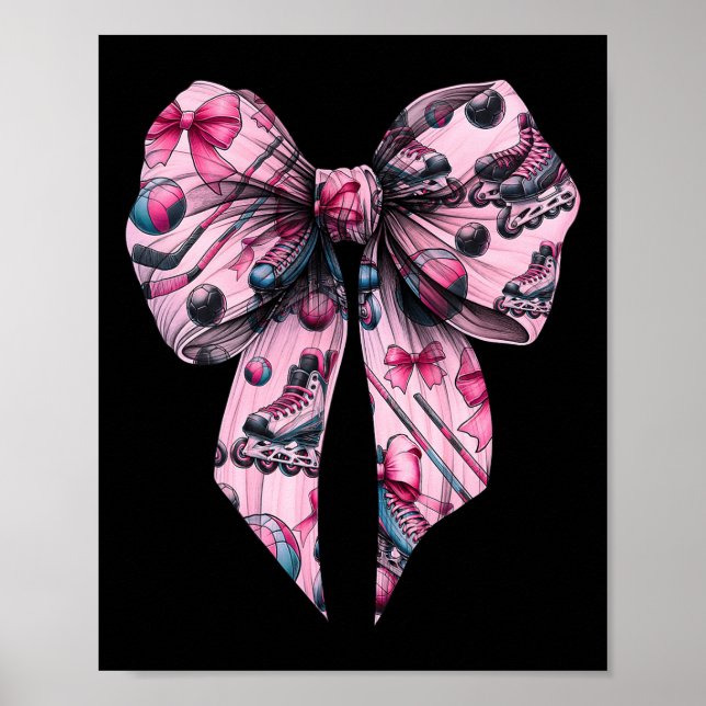 Coquette-Bogen Inline-Hockey-Spielerin Mädchen-Mut Poster (Vorne)