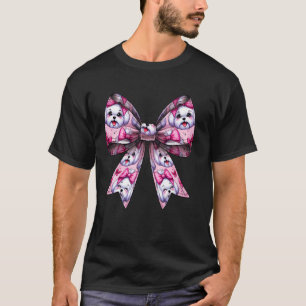 Coquette-Bogen-Maltese-Hund-Muster-Mama-Mädchen-Ro T-Shirt