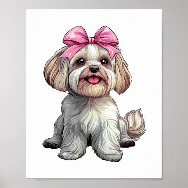 Coquette-Bogen-Mastiff-Hund-Mama-Mädchen-Rosa Poster (Vorne)