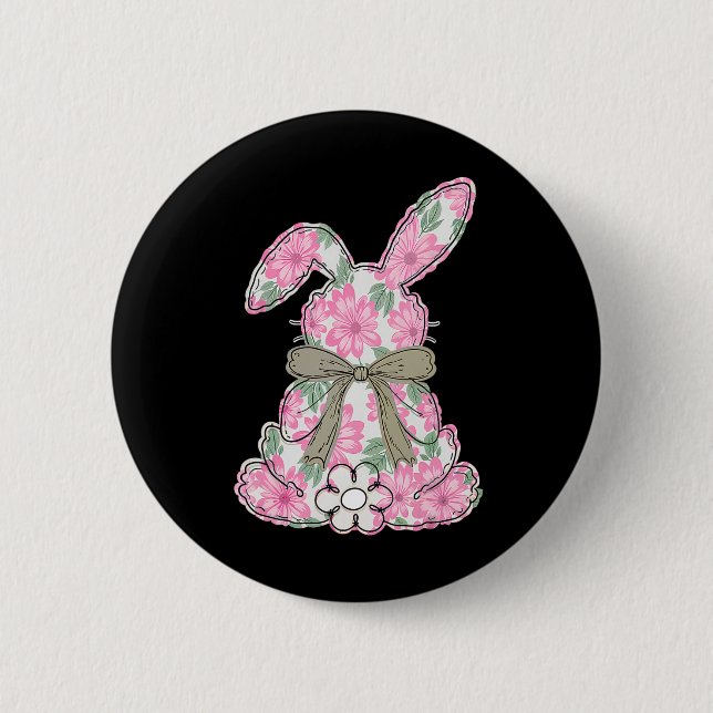Coquette-Bogen-Osterhase-Frühlingsblumen-Frauen-T- Button (Vorderseite)