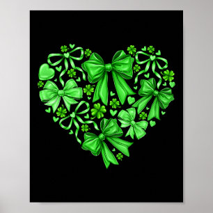 Coquette-Bogen-Schamrock-Herz-St.-Patricks-Tag-Iri Poster