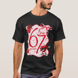 Coquette-Bogen Sechs Sieben 67 Meme Dabbing Herz V T-Shirt
