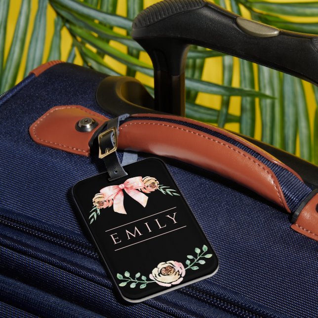 Coquette Bogen Wasserfarbe Gepäckanhänger (Vorderseite Insitu 1)