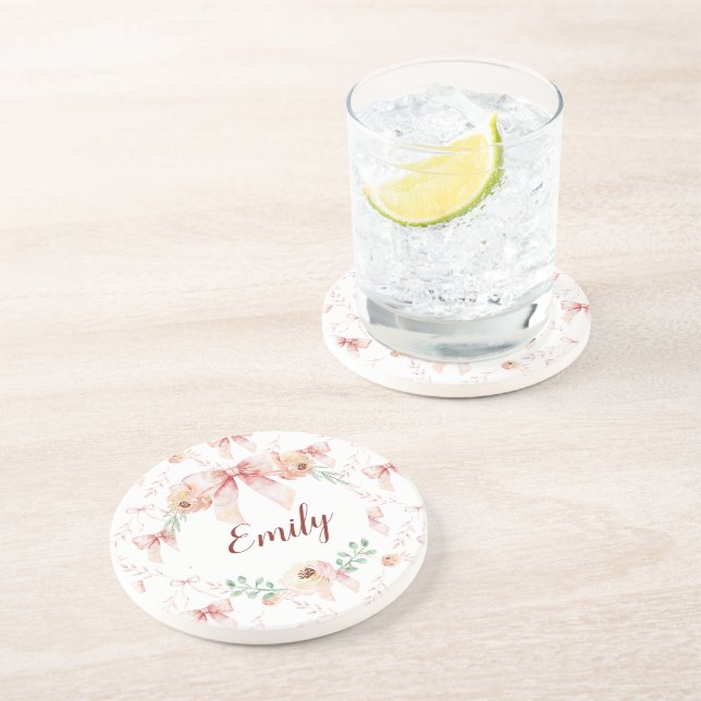 Coquette Bogen Wasserfarbe Getränkeuntersetzer (Seite)