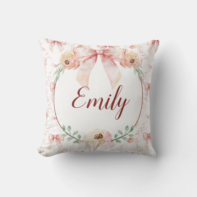 Coquette Bogen Wasserfarbe Kissen (Vorderseite)