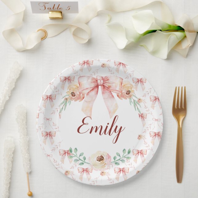 Coquette Bogen Wasserfarbe Pappteller (Hochzeit)