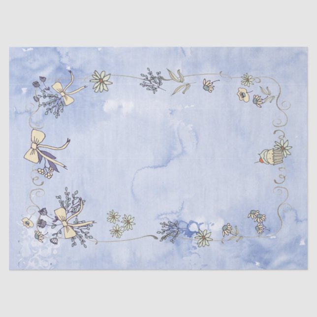 Coquette Border Wasserfarbe Seidenpapier (Vorderseite)