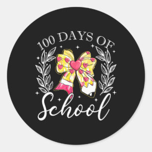 Coquette Bow 100 Tage Schulschullehrer Runder Aufkleber