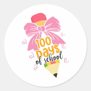 Coquette Bow 100 Tage Schulstift 100 Tage T Runder Aufkleber