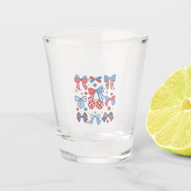 Coquette Bow 4. Juli USA Patriotic Schnapsglas (Vorderseite)