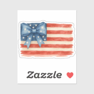 Coquette Bow American Flag Wasserfarbe 4. Juli Aufkleber