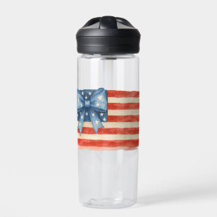 Coquette Bow American Flag Wasserfarbe 4. Juli Trinkflasche