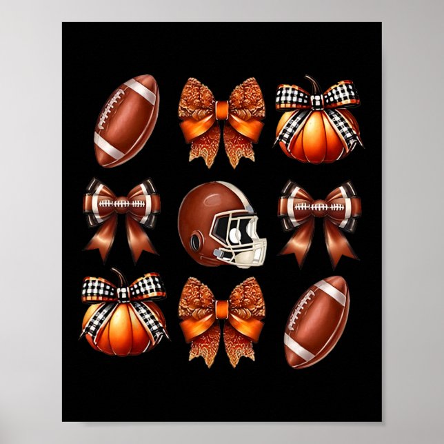 Coquette Bow American Footll Game Day Erntedank Poster (Vorne)