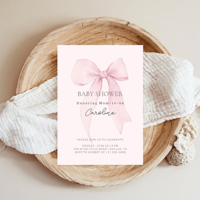 Coquette Bow Baby Dusche Einladung (Von Creator hochgeladen)