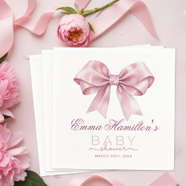 Coquette Bow Baby Shower Napkins - Elegantes Rosa Serviette