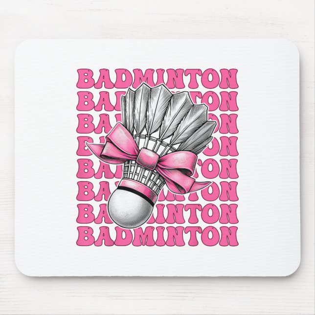 Coquette Bow Badminton Player Shuttle Girl Mama Bu Mousepad (Vorne)