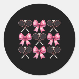 Coquette Bow Badminton Shuttle Racket Pink Ribbon Runder Aufkleber