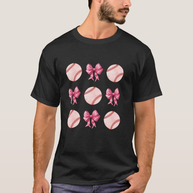 Coquette Bow Baseball für Mädchen Kinder Mama Mama T-Shirt (Vorderseite)