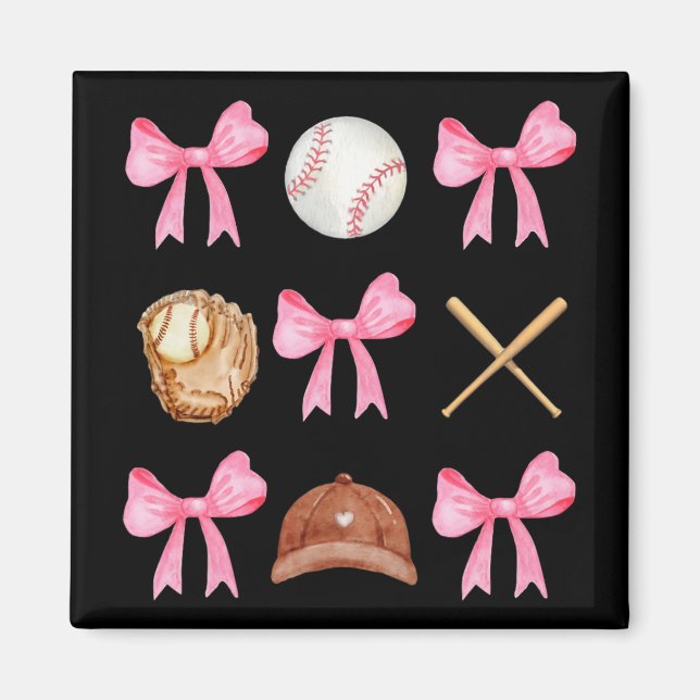 Coquette Bow Baseball Mama Baseball Mama Mütter Da Magnet (Vorne)